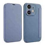 For iPhone 12 Imitate Liquid Skin Feel Leather Phone Case with Card Slots(Grey)