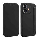 For iPhone 12 Imitate Liquid Skin Feel Leather Phone Case with Card Slots(Black)