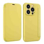 For iPhone 12 Pro Imitate Liquid Skin Feel Leather Phone Case with Card Slots(Yellow)
