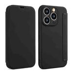 For iPhone 12 Pro Imitate Liquid Skin Feel Leather Phone Case with Card Slots(Black)