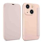 For iPhone 13 Imitate Liquid Skin Feel Leather Phone Case with Card Slots(Pink)