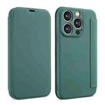 For iPhone 13 Pro Imitate Liquid Skin Feel Leather Phone Case with Card Slots(Green)