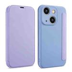 For iPhone 14 Plus Imitate Liquid Skin Feel Leather Phone Case with Card Slots(Purple)