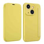 For iPhone 14 Plus Imitate Liquid Skin Feel Leather Phone Case with Card Slots(Yellow)