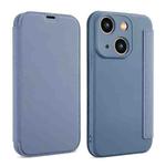 For iPhone 14 Plus Imitate Liquid Skin Feel Leather Phone Case with Card Slots(Grey)