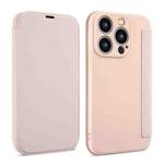 For iPhone 15 Pro Imitate Liquid Skin Feel Leather Phone Case with Card Slots(Pink)