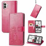 For Nothing Phone 2  Four-leaf Clasp Embossed Buckle Leather Phone Case(Magenta)