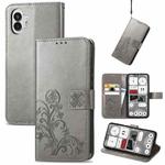 For Nothing Phone 2  Four-leaf Clasp Embossed Buckle Leather Phone Case(Gray)