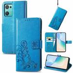 For Blackview Oscal C30 Pro Four-leaf Clasp Embossed Buckle Leather Phone Case(Blue)