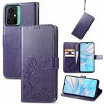 For Blackview Oscal C70 Four-leaf Clasp Embossed Buckle Leather Phone Case(Purple)