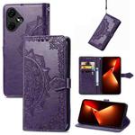 For Tecno Pova Neo 3 Mandala Flower Embossed Leather Phone Case(Purple)