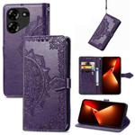 For Tecno Pova 5 4G Mandala Flower Embossed Leather Phone Case(Purple)