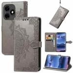 For Tecno Itel S23+ Mandala Flower Embossed Leather Phone Case(Gray)