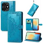 For Tecno Spark Go 2024 Mandala Flower Embossed Leather Phone Case(Blue)
