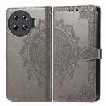For Tecno Spark 20 Pro+ Mandala Flower Embossed Leather Phone Case(Gray)