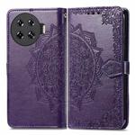 For Tecno Spark 20 Pro+ Mandala Flower Embossed Leather Phone Case(Purple)