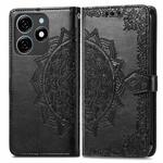 For Tecno Spark  20 4G Mandala Flower Embossed Leather Phone Case(Black)