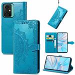 For Blackview C70 Mandala Flower Embossed Leather Phone Case(Blue)
