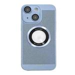 For iPhone 14 Plus Cooling MagSafe Magnifier Phone Case(Blue)