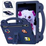 For Samsung Galaxy Tab S9 X710/X716B Handle Kickstand Children EVA Shockproof Tablet Case(Navy Blue)