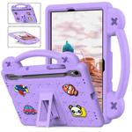 For Samsung Galaxy Tab S8 X700 Handle Kickstand Children EVA Shockproof Tablet Case(Light Purple)