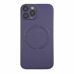 For iPhone 12 Pro Max MagSafe Leather All-inclusive TPU Shockproof Phone Case(Purple)