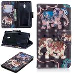 3D Colored Drawing Pattern Horizontal Flip Leather Case for Nokia 2.1, with Holder & Card Slots & Wallet(Two Elephants)
