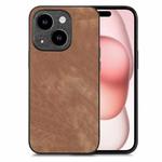 For iPhone 15 Vintage Leather PC Back Cover Phone Case(Brown)