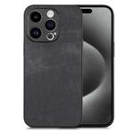 For iPhone 15 Pro Vintage Leather PC Back Cover Phone Case(Black)