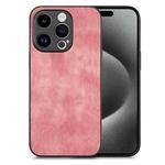 For iPhone 15 Pro Vintage Leather PC Back Cover Phone Case(Pink)