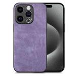 For iPhone 15 Pro Vintage Leather PC Back Cover Phone Case(Purple)