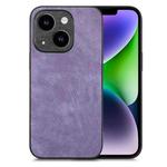 For iPhone 14 Vintage Leather PC Back Cover Phone Case(Purple)