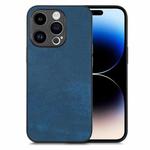 For iPhone 14 Pro Vintage Leather PC Back Cover Phone Case(Blue)