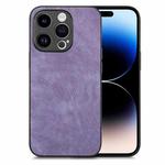 For iPhone 14 Pro Vintage Leather PC Back Cover Phone Case(Purple)