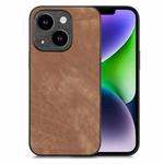 For iPhone 14 Plus Vintage Leather PC Back Cover Phone Case(Brown)