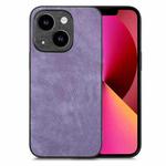 For iPhone 13 Vintage Leather PC Back Cover Phone Case(Purple)