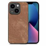 For iPhone 13 mini Vintage Leather PC Back Cover Phone Case(Brown)