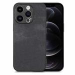 For iPhone 12 Pro Vintage Leather PC Back Cover Phone Case(Black)