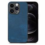 For iPhone 12 Pro Vintage Leather PC Back Cover Phone Case(Blue)