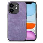 For iPhone 11 Vintage Leather PC Back Cover Phone Case(Purple)