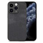 For iPhone 11 Pro Vintage Leather PC Back Cover Phone Case(Black)