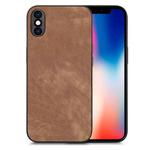 For iPhone X / XS Vintage Leather PC Back Cover Phone Case(Brown)