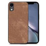 For iPhone XR Vintage Leather PC Back Cover Phone Case(Brown)