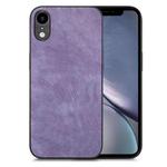 For iPhone XR Vintage Leather PC Back Cover Phone Case(Purple)