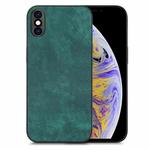 For iPhone XS Max Vintage Leather PC Back Cover Phone Case(Green)