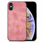 For iPhone XS Max Vintage Leather PC Back Cover Phone Case(Pink)