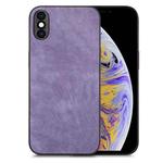 For iPhone XS Max Vintage Leather PC Back Cover Phone Case(Purple)