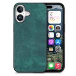 For iPhone 16 Vintage Leather PC Back Cover Phone Case(Green)