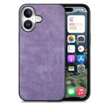 For iPhone 16 Plus Vintage Leather PC Back Cover Phone Case(Purple)