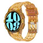 For Samsung Galaxy Watch6 44mm TPU Integrated Silicone Watch Band(Transparent Orange)